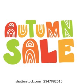 Autumn Sale. Handwriting Autumn short phrase. Calligraphy Fall quotes. Square text banner.