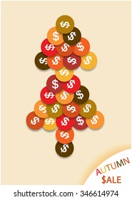 autumn sale icon with coins tree