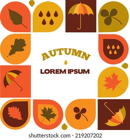 autumn sale illustration with seasonal icons and discount. 