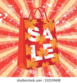 Autumn sale. Illustration with shopping bag.