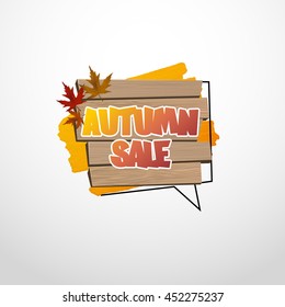 Autumn sale label, banner. Vector watercolor banner with ink splashes. Autumn poster. Vector illustration. Special offer.
