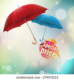 Autumn sale labels with umbrellas. EPS 10 vector file included