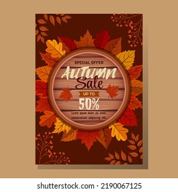 Autumn Sale Leaves Arranged in a Circle Poster Design