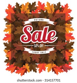 Autumn sale leaves background EPS 10 vector royalty free stock illustration for greeting card, ad, promotion, poster, flier, blog, article, social media, marketing