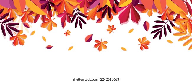 Autumn sale leaves. Graphic element for website, interface for programs and applications. Fall season, special and limited offer. Marketing and advertising, promotion. Cartoon flat vector illustration