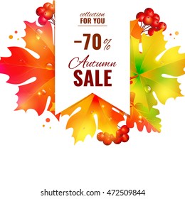 Autumn sale lettering orange, poster, discount, card
