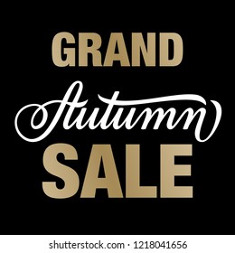 Autumn Sale lettering for shopping sale, discount poster, leaflet, web banner. Vector.