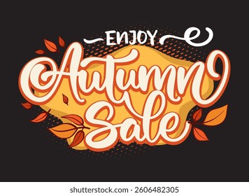 Autumn sale lettering vector illustration