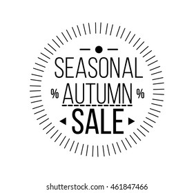 Autumn sale Logotype. Special offer badge or label and ribbon, element with leaves, banner. Vector Illustration.
