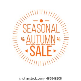 Autumn sale Logotype. Special offer badge or label and ribbon, element with leaves, banner. Vector Illustration.
