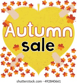 Autumn sale with maple leaves. Vector illustration. Fall sale. 