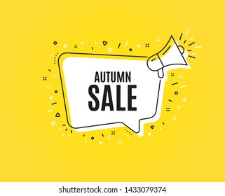 Autumn Sale. Megaphone banner. Special offer price sign. Advertising Discounts symbol. Loudspeaker with speech bubble. Autumn sale sign. Marketing and advertising tag. Vector