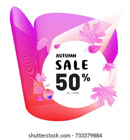Autumn sale Memphis fluid style web banner. Fashion and travel discount poster. Vector holiday Abstract colorful illustration with special offer and promotion.