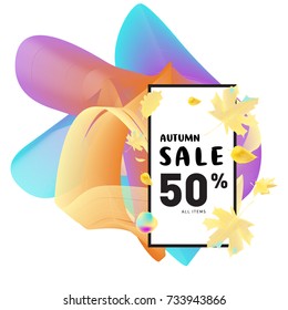 Autumn sale memphis liquid style web banner. Fashion and travel discount poster. Vector holiday Abstract colorful illustration with special offer and promotion.