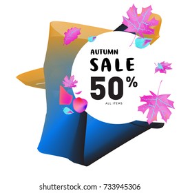 Autumn sale memphis liquid style web banner. Fashion and travel discount poster. Vector holiday Abstract colorful illustration with special offer and promotion.