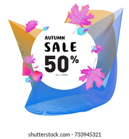 Autumn sale memphis liquid style web banner. Fashion and travel discount poster. Vector holiday Abstract colorful illustration with special offer and promotion.