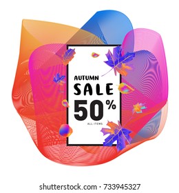 Autumn sale memphis liquid style web banner. Fashion and travel discount poster. Vector holiday Abstract colorful illustration with special offer and promotion.
