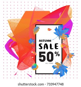 Autumn sale memphis liquid style web banner. Fashion and travel discount poster. Vector holiday Abstract colorful illustration with special offer and promotion.
