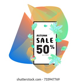 Autumn sale memphis liquid style web banner. Fashion and travel discount poster. Vector holiday Abstract colorful illustration with special offer and promotion.
