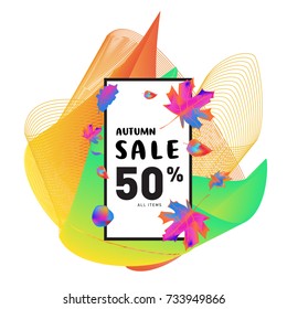 Autumn sale memphis liquid style web banner. Fashion and travel discount poster. Vector holiday Abstract colorful illustration with special offer and promotion.
