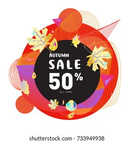 Autumn sale memphis liquid style web banner. Fashion and travel discount poster. Vector holiday Abstract colorful illustration with special offer and promotion.

