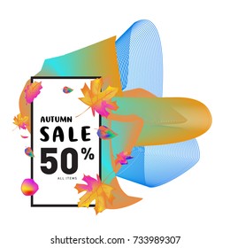 Autumn sale memphis liquid style web banner. Fashion and travel discount poster. Vector holiday Abstract colorful illustration with special offer and promotion.