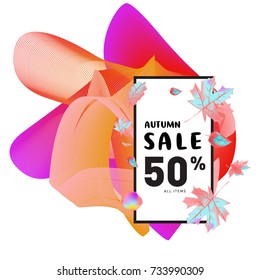 Autumn sale memphis liquid style web banner. Fashion and travel discount poster. Vector holiday Abstract colorful illustration with special offer and promotion.
