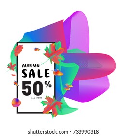 Autumn sale memphis liquid style web banner. Fashion and travel discount poster. Vector holiday Abstract colorful illustration with special offer and promotion.
