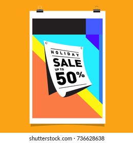 Autumn sale memphis style web banner. Fashion and travel discount poster. Vector holiday Abstract colorful illustration with special offer and promotion.