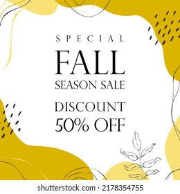 Autumn sale. Minimalistic modern promo design template. Season sale