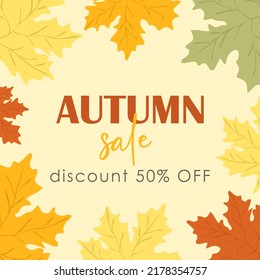 Autumn sale. Minimalistic modern promo design template. Season sale