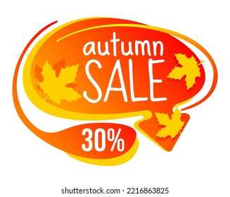 Autumn Sale modern banner for website or social network - creative decorated message isolated on white background with falling leaves