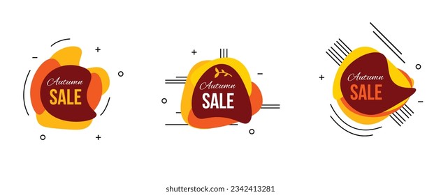 Autumn Sale Modern Colorful Banners Set. Stylish contemporary banners for commerce and sale campaigns in vector.