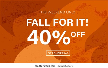 Autumn Sale. Modern Design Autumn Geometric Shape. Season Discount Offer 40%. Abstract Patterns in Art 70s for Advertising, Web, Social Media, Poster, Banner, Cover. 