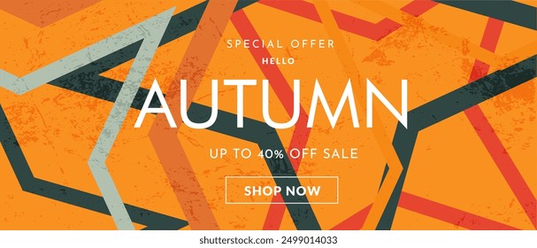 Autumn Sale Offer 40%. Abstract Art Patterns for Banners, Advertising, Posters, Ads, Web, Social Media, and Covers. Retro Graphic Line Background in Vector Illustration.