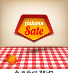 Autumn sale paper banner with frame. Vector illustration