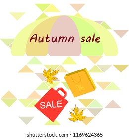 autumn sale paper package fallen leaves vector background