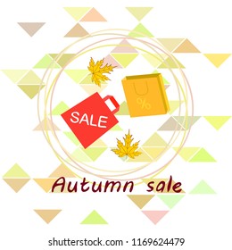 autumn sale paper package fallen leaves vector background