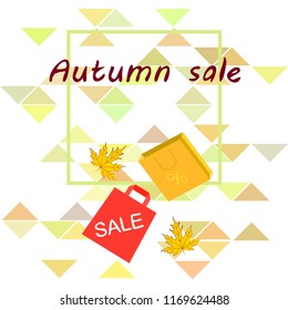 autumn sale paper package fallen leaves vector background