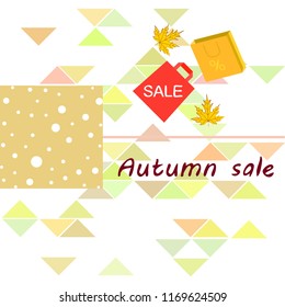 autumn sale paper package fallen leaves vector background
