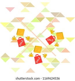 autumn sale paper package fallen leaves vector background
