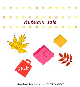 autumn sale paper package fallen leaves vector background autumn sale paper package fallen leaves vector background
