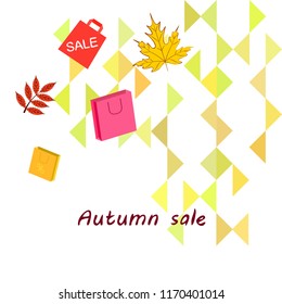 autumn sale paper package fallen leaves vector background