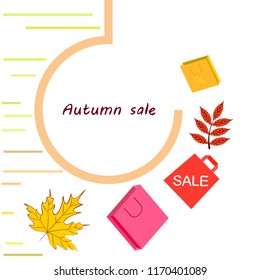 autumn sale paper package fallen leaves vector background