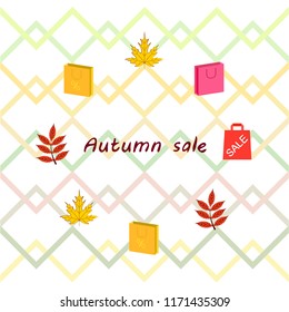 autumn sale paper package fallen leaves vector background