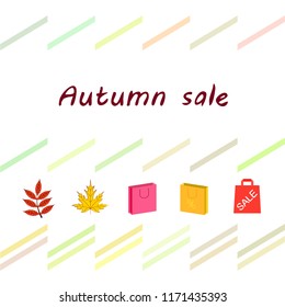 autumn sale paper package fallen leaves vector background