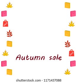 autumn sale paper package fallen leaves vector background