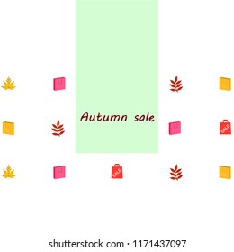 autumn sale paper package fallen leaves vector background