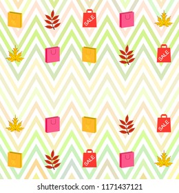 autumn sale paper package fallen leaves vector background