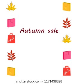 autumn sale paper package fallen leaves vector background